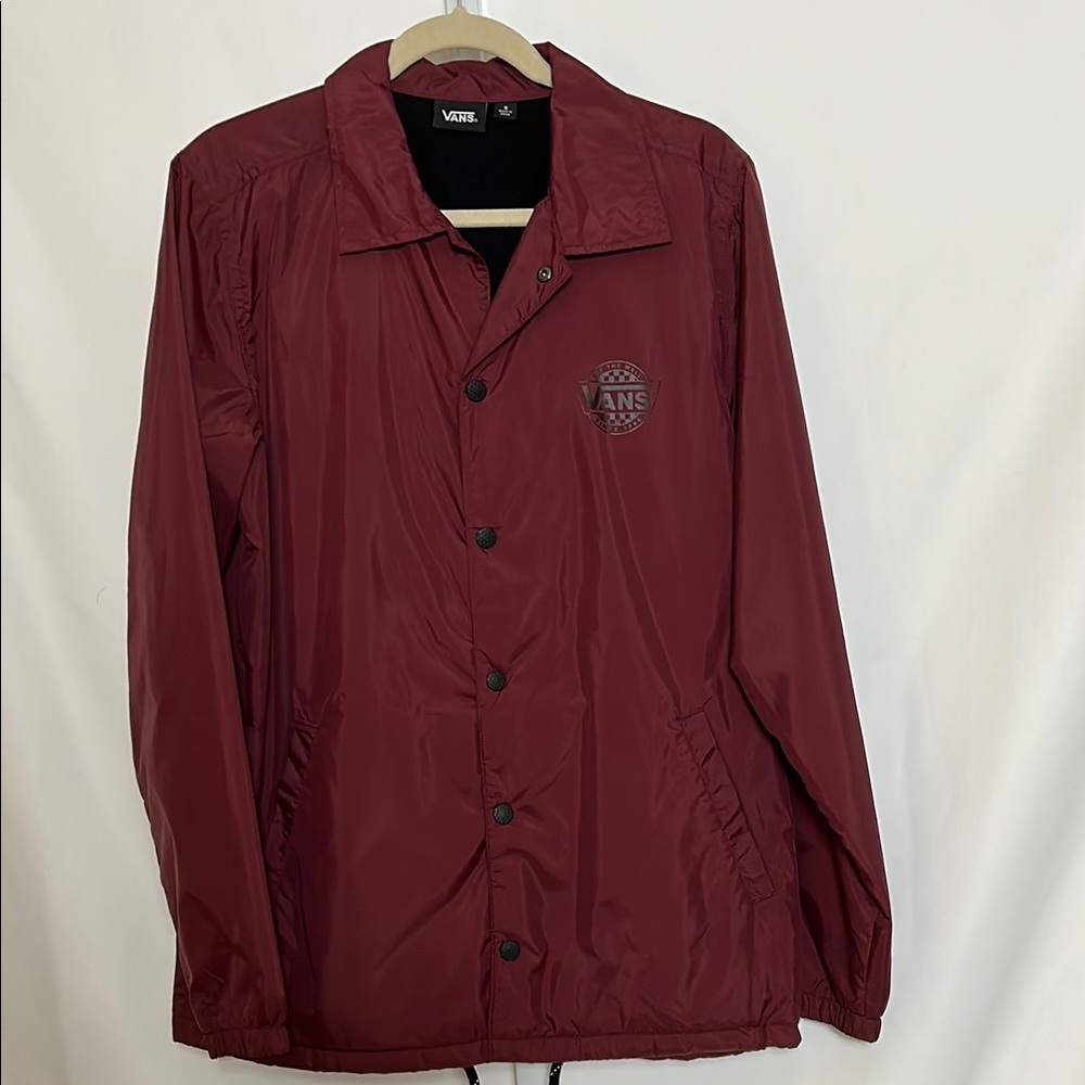 Vans Men's Size Small Red Jacket Logo Graphic Back Snap Front Windbreaker